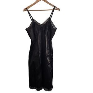 Vintage Mayfair Slip Dress Womens Medium Brown Silk Lace 80s Glam Fairy Coquette